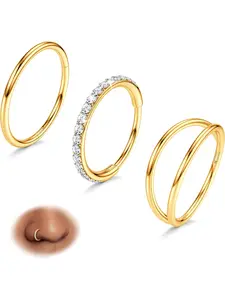 3pcs Nose Rings Hoops - Double Hoop Nose Ring 14/16/18/20G Hinged CZ Body Piercing Jewelry Septum Clicker Rings Cartilage Earring Helix Rook Tragus Daith 7mm/8mm/9mm/10mm High Quality Jewelry
