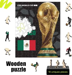 FIFA World Cup 2026 Mexico Poster Puzzle, Officially Licensed Trophy Wooden Puzzles for Adults, 200 Pieces Jigsaw Puzzle Gifts for Soccer Fans, Football Home Office Memorabilia,9.5 x 11.8 Inch
