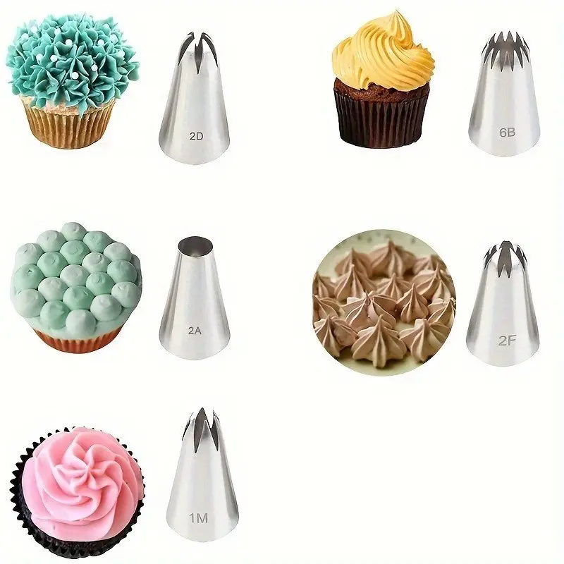 Stainless Steel Cake Decorating Nozzle (5 Counts/set), Durable Cake Decorating Tool, Pastry Decorating Tools, Baking Tool for Cake, Cookie, Pastry, Baking Supplies, Cake Decoration Supplies