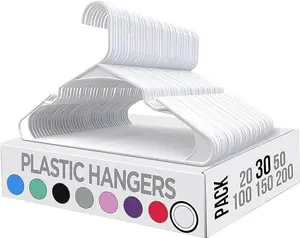 Utopia Home Plastic Hangers 30 Pack - Clothes Hanger with Hooks - Durable & Space Saving Coat Hanger - Heavy Duty White Hangers - Skirt Hangers Organiser Hanging