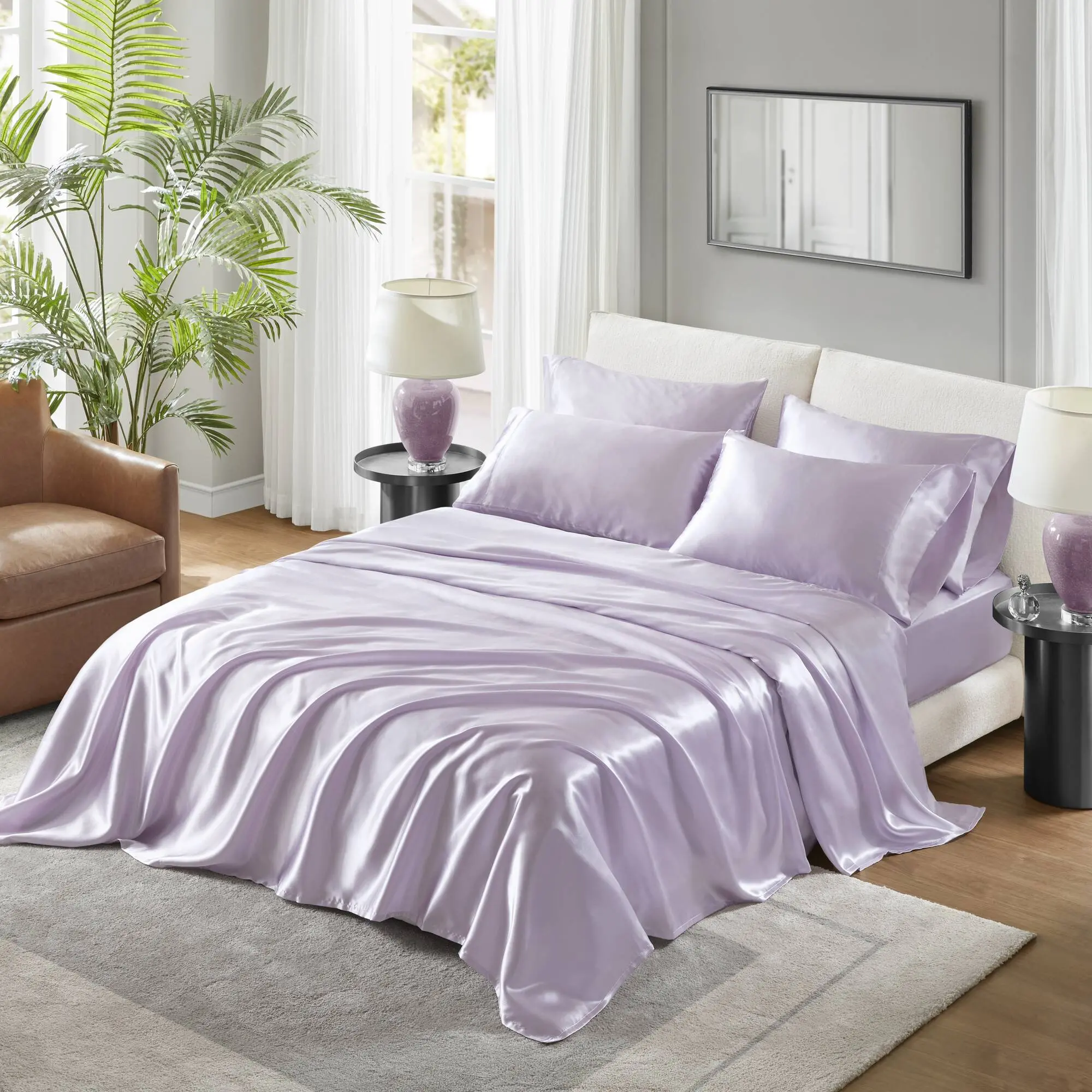 California King Sheet Set, Soft Microfiber Bedding with Deep Pockets, Breathable Cooling Fabric, Wrinkle and Fade Resistant, 4-Piece Includes Flat Sheet, Fitted Sheet, and Pillowcases, Ideal for Master or Guest Bedrooms
