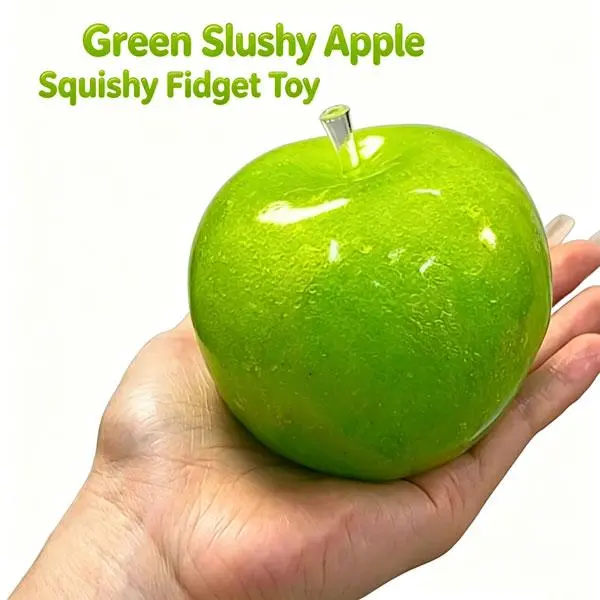 Green Apple Squishy Stress Balls Sensory Fidget Toy, Handmade Green Slushy Apple Squishy Fidget Toy Cute Novelty Stress Relief Fruit
