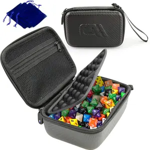 Travel Dice Case for 100+ RPG Dice with Padded Interior Divider and Wrist Strap - Hard Shell Protective DND Dice Box and RPG Dice Case
