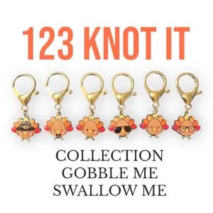 Gobble me swallow me set of 6 large clasp stitch markers for crocheting