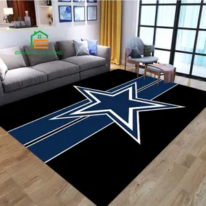 Dallas Cowboys Star Logo Flannel Area Rug - NFL Team Black & Blue Print Soft Mat for Fan Cave & Living Room, Non-Slip Sports Home Decor Decorative Rug #CowboysRug #DallasCowboysMat #NFLTeamDecor #SportsFanCarpet #NonSlipFlannelRug
