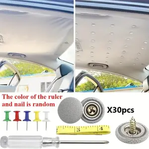 30pcs Car Roof Repair Rivets Headliner Repair Button Roof Snap Rivets Retainer For Interior Ceiling Cloth Fixing Repair Buckle With Installation Tool Car Interior Kit Car Clip Kit