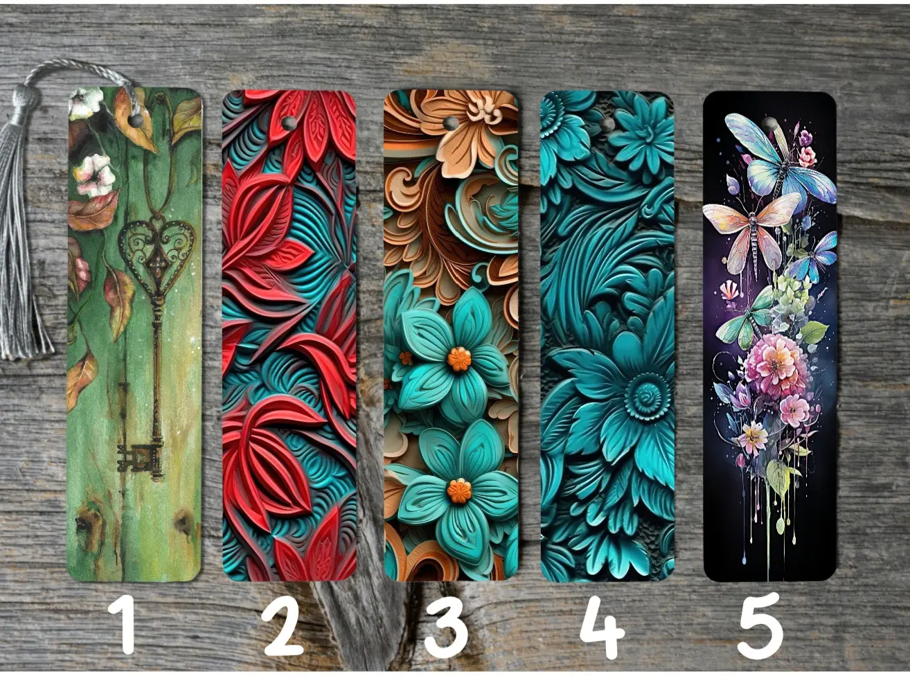 Floral Tassel Metal Bookmarks - 6 in Height, Durable Unisex Book Accessories, High-Gloss Print, Smooth Finish, Multiple Random Designs, Thoughtful Gift for Friends & Coworkers, Literature Enthusiasts Stocking Stuffers, Tassels