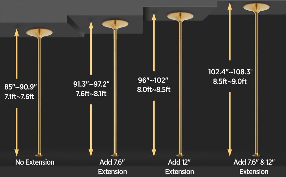 【Heavy Duty】Yaheetech Professional 45mm Portable Chrome Dance Pole, with 2 Modes Spinning Static Dancing Pole For Home Portable Removable Home Dancing Pole, Height Adjustable 7'-9'