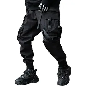 Men's Techwear Japanese Streetwear Goth Black Cargo Jogger Fashion Tripp Pants
