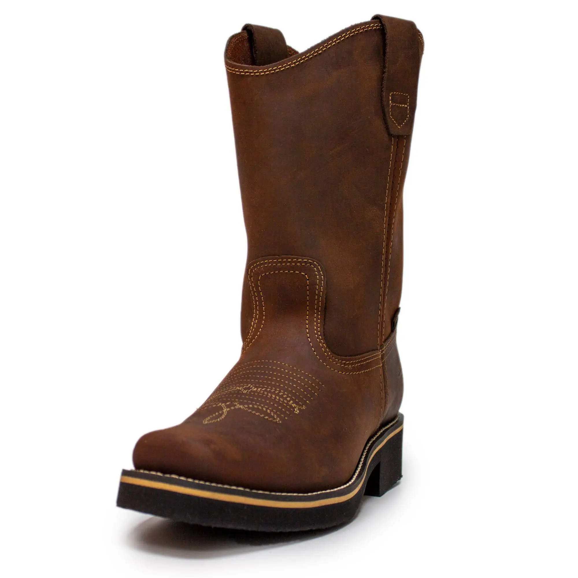 ESTABLO Men's Leather Rodeo Soft Toe Shoe - Rubber-Soled Footwear for Walking and Work Wear