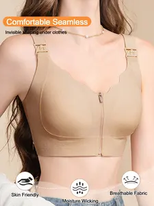 Post Surgery Bra for Women - Seamless Bra, Supportive Bra, Zip Front Closure Compression Support, Wireless with Adjustable Straps for Recovery