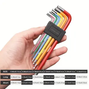 7pcs Bicycle Hex Key Set, Colorful Hexagon Spanner, Flat Ball Opening Wrench, MTB Road Bike Repair Tool Kit, 1.5/2/2.5/3/4/5/6mm