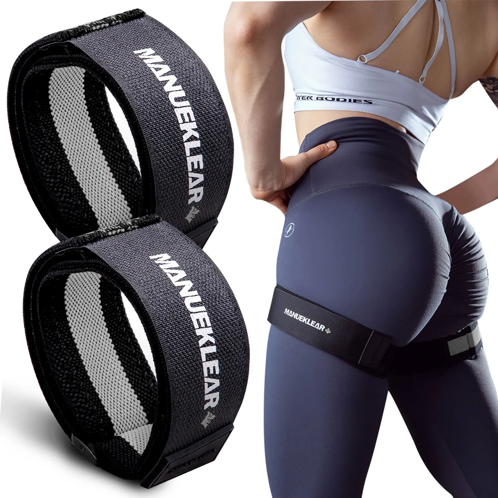 Manueklear Anti-Slip Thigh Muscle Training Belt, Bfr Resistance Cycle Pressurization Belt, Arm Band, Adjustment Buckle, Strength Training Gear, Premium Elastic Band, Home Workout Band, Elastic Bands For Exercise, Fitness Accessories