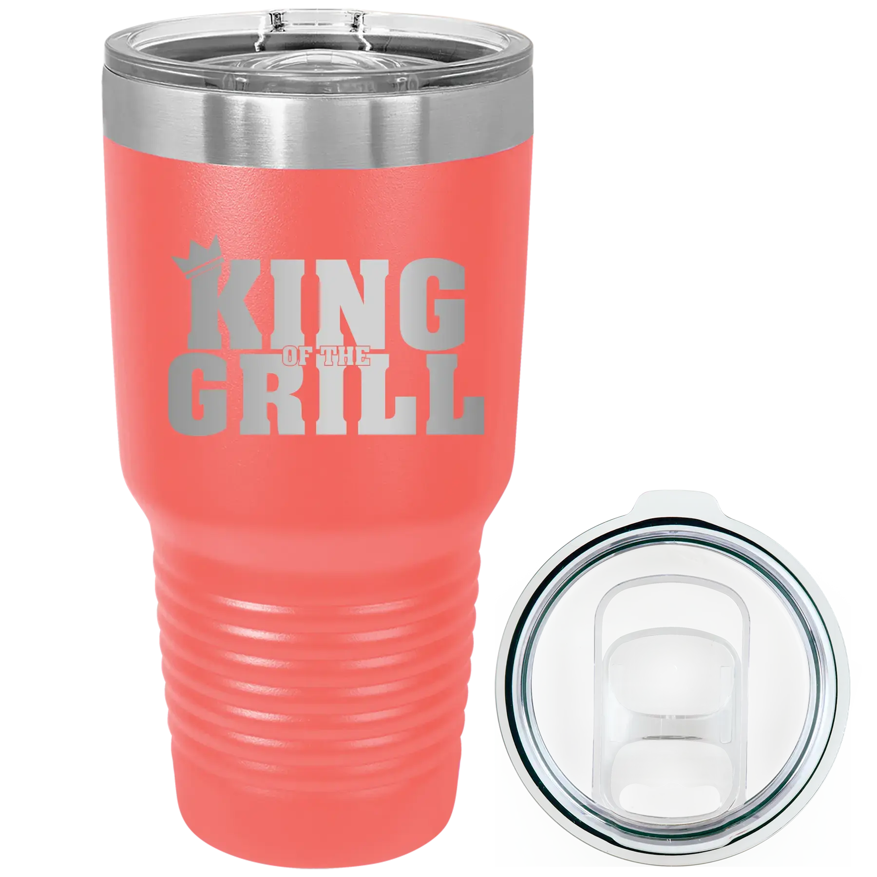 Personalized King of the Grill 30 oz Tumbler - Coral
