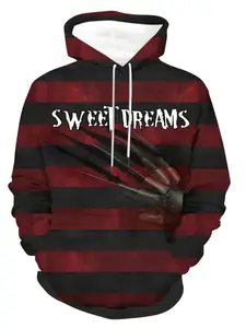 Hooded Casual Hoodie, Casual Sweatshirt Hoodie with Horror Movie Print, Quick-Dry Polyester Fabric, Perfect for Streetwear, Golf, Fishing, Camping, Gym, Beach