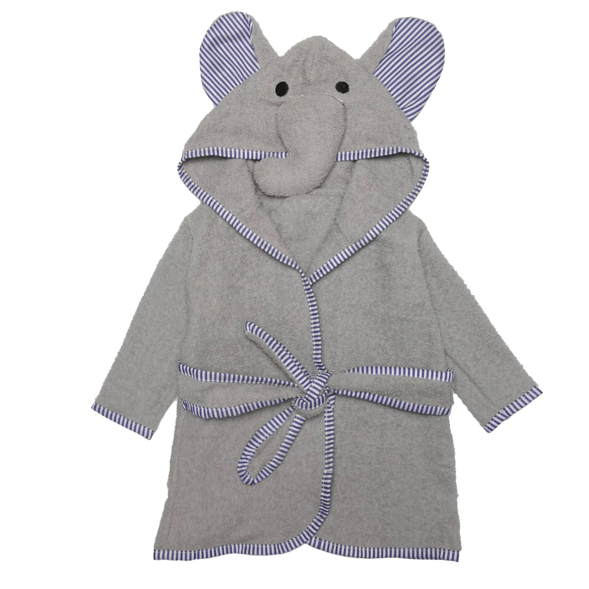 Everyday Kids 3D Gray Elephant Hooded Baby Toddler Bathrobe– Soft & Absorbent Baby Bath Essential