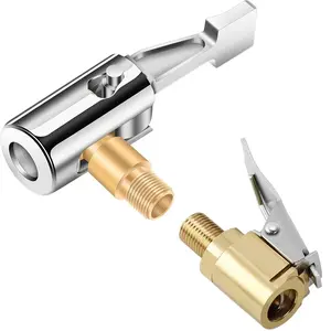 2 Pcs Locking Tire Air Chuck, Tire Inflator Hose Adapter for Twist On Connection Convert to Lock On, No Air Leakage Air Compressor Pump Clip On Tire Chucks, Tire Nozzle with Tire Valve Thread, Tyre Inflator, Car Tire Inflator, Tire Inflator Nozzles