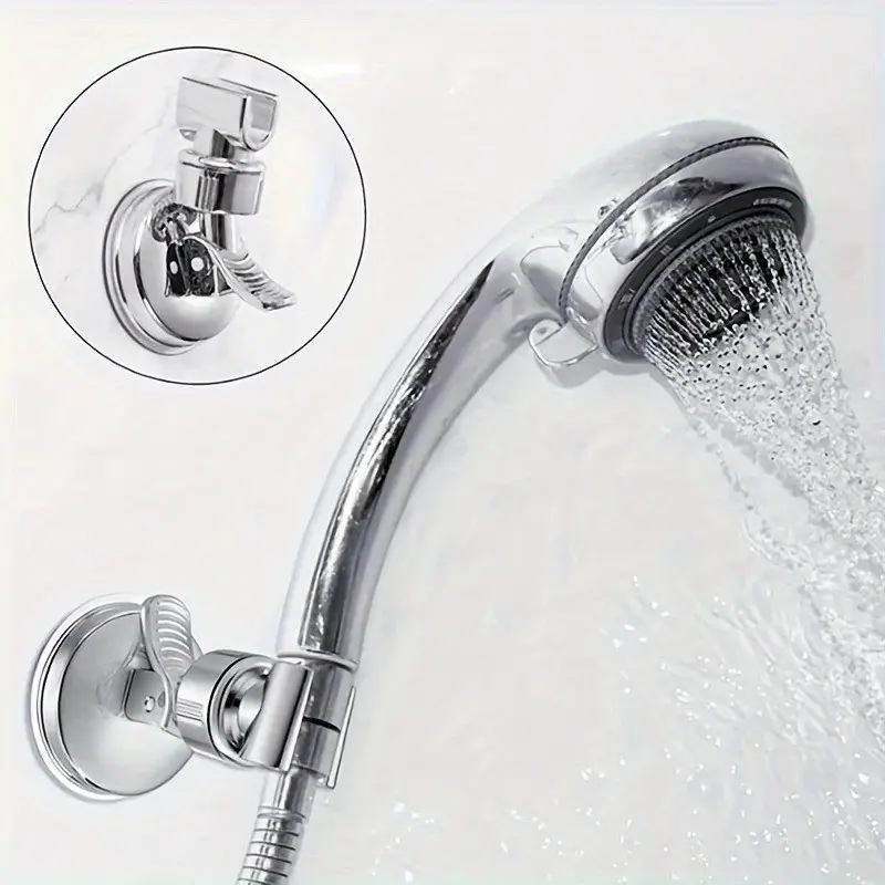 Suction Cup Shower Head Holder, 360° Adjustable Shower Wand Bracket, No Drill Removable Shower Head Mount for Bathroom Wall