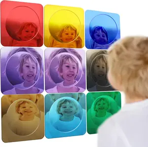 Special Supplies Sensory Bubble Wall Mirror - Multi- Color Interactive Acrylic Mirrors for Wall Decoration and Sensory Toys for Kids Classroom or Home - Room Decor -Visual, Tactile Stimulation - (Pack of 9)
