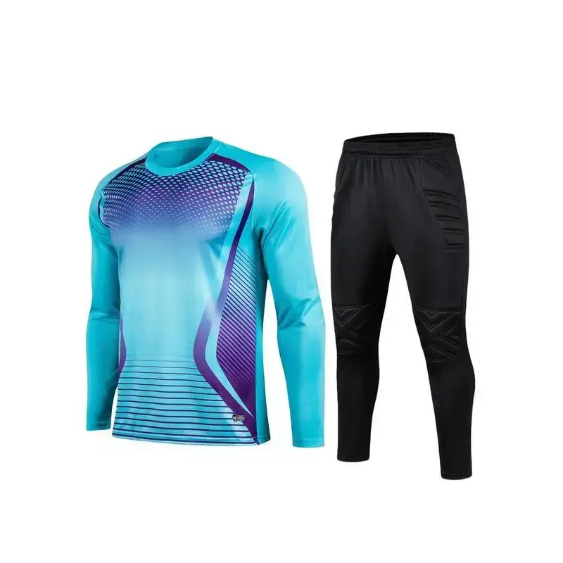 2-Piece Soccer Goalkeeper Shirt with Foam Elbow Pads, Colorful Geometric Breathable Quick-Dry Long Sleeve T-Shirt + Training Running Sports Pants Set 2-Piece Soccer Goalkeeper Shirt with Foam Elbow Pads, Colorful Geometric Breathable Quick-Dry Long Sleeve T-Shirt + Training Running Sports Pants Set