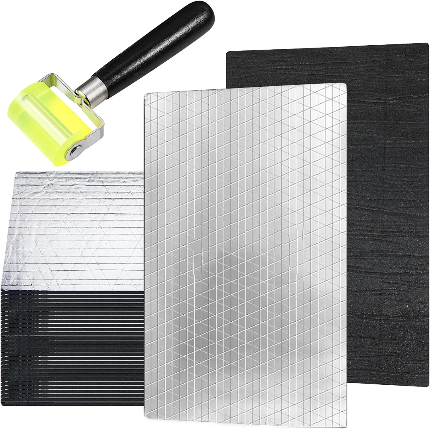 Thermal Sound Deadener Car Heat Shield Insulation Noise Reduce Mats with Roller, 276MIL 7mm Closed Cell PE Foam Vibration Dampening,Universal for Hood Ceiling Door,Car Interior Accessories for Car Sedan SUV Truck,Vehicle #fathersdaygift