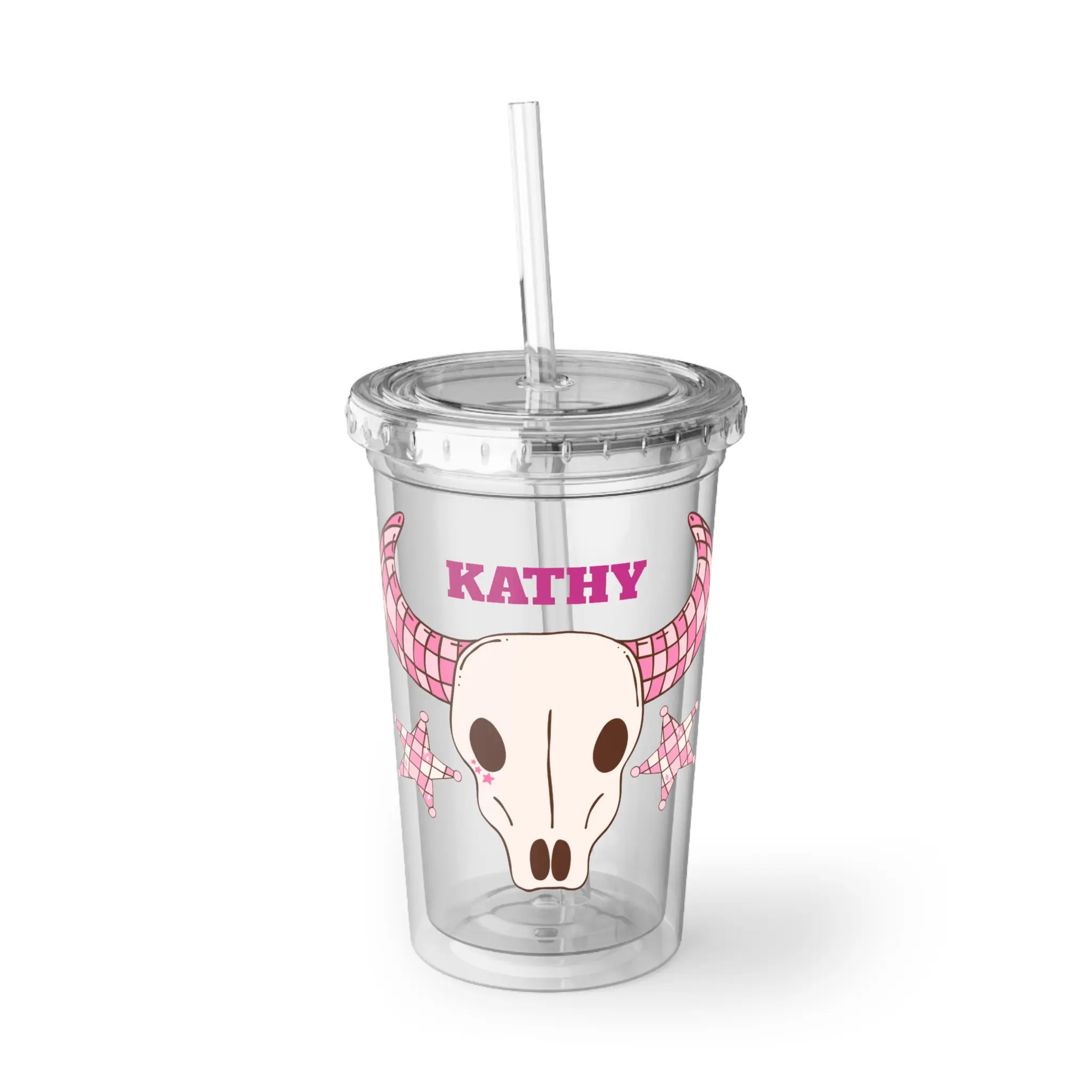 Personalized Skull Design Acrylic Cup, Unique Tumbler for Summer Parties, Custom Cup for Drinks, Fun Gift for Birthdays, Cute Travel Mug