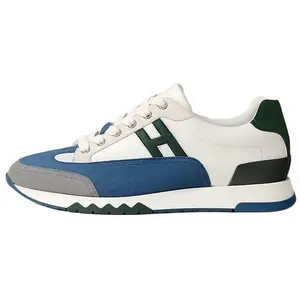 Hermes Trail Calfskin Round-Toe Lace-Up Low-Top Casual Shoes for Men with 3cm Heel in Blue Trending Shoes, House White Official Shoes to Get / Maison Mihara
