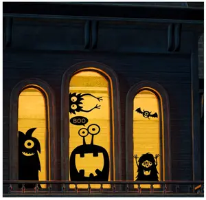 10PCS Giant Halloween Window Clings Novelty Cute Wiggly Monster Window Decal Stickers for Halloween Decoration Supply Smooth Spooky