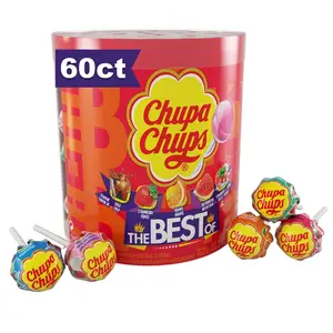 Chupa Chups Halloween Trick or Treat Candy Lollipop Variety Assortment, 5 Flavors, 25.3oz Drum (60 Individually Wrapped Suckers)