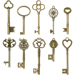 Vintage Skeleton Keys Set Filigree Steampunk Antique Bronze Keys Charms Pendants Different Style
