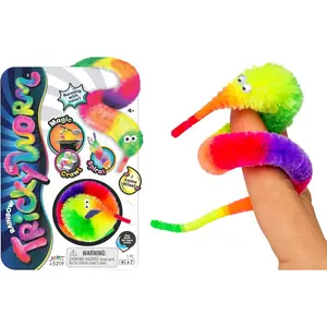 Fuzzy Worm Fidget Toy with String Attached (1 Pack) Fun Magic Tricks for Kids, Soft Sensory Toy, Bulk Party Favors, Gag Gifts & Classroom Prizes. 5219-1A