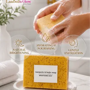 Brightening Turmeric & Kojic Face Soap, Acne Removal Facial Cleanser for Glowing, Flawless Skin with Moisturizing Benefits