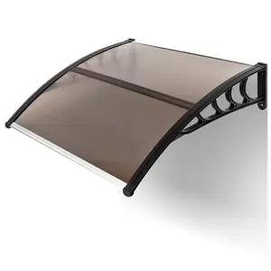 Ubesgoo Window Awning Door Canopy, 80*38 inch Window Awning Overhead Modern Polycarbonate Cover Outdoor Front Porch Patio Canopy UV Rain Snow Sunlight Protection Hollow Sheet/Brown