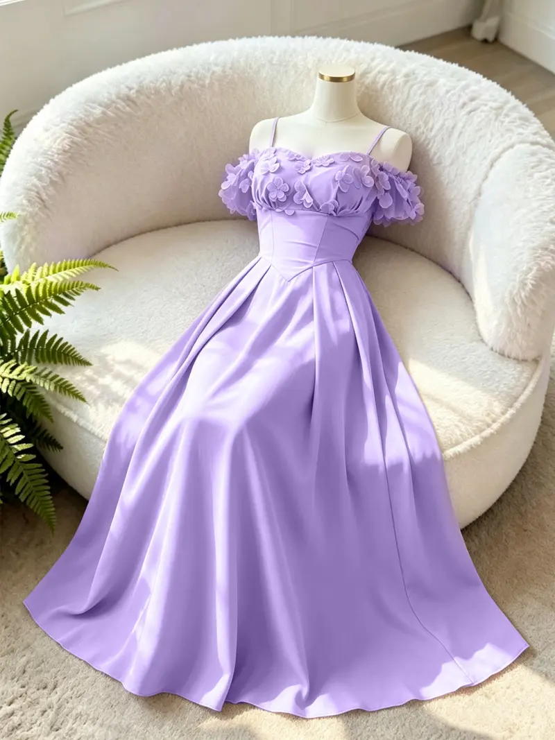 cottagecore prom dress Long Tulle Off The Shoulder Cottagecore Dress main image 1