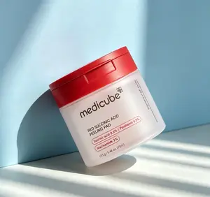 Official Medicube Red Succinic Acid Facial Peel Pads Soothing Panthenol AHA BHA Exfoliating Toner Pad Control Breakouts Oil Control Minimize Pores 70 Count