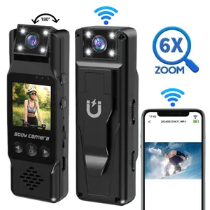 HD 1080p Portable Wifi Sports Camera, 1.3'' LCD Display Body Cameras with 180° Rotation Lens, Vlog Action Camera Night-Vision for Outdoor Sport Cycling