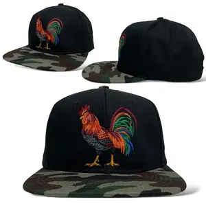 Rooster Gallo Snapback Cap, Camo, Embroidered, Western Style Hat