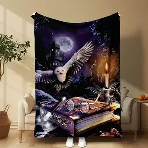 Magic Book Pattern Blanket, 1 Count Soft Comfortable Throw Blanket, Cool Bedroom Bedding Blankets For Home Office Travel Camping
