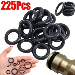 225pcs O-Type Sealing Ring Set, Multi-Spec Rubber Kit for Faucet Repair, Pipe, High-Pressure Cleaner, Hose Nozzle, Sink, Pump, Boat Valve