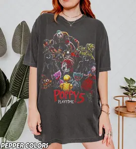 Vintage Poppy Playtime Chapter 5 Shirt, Horror Game Character Fan Shirt Comfort Colors Tee Graphic T-Shirt Anime graphic lover t-shirt graphic tees Badass Alternative Fashion Fans Bold edgy design for goth Harajuku streetwear lovers