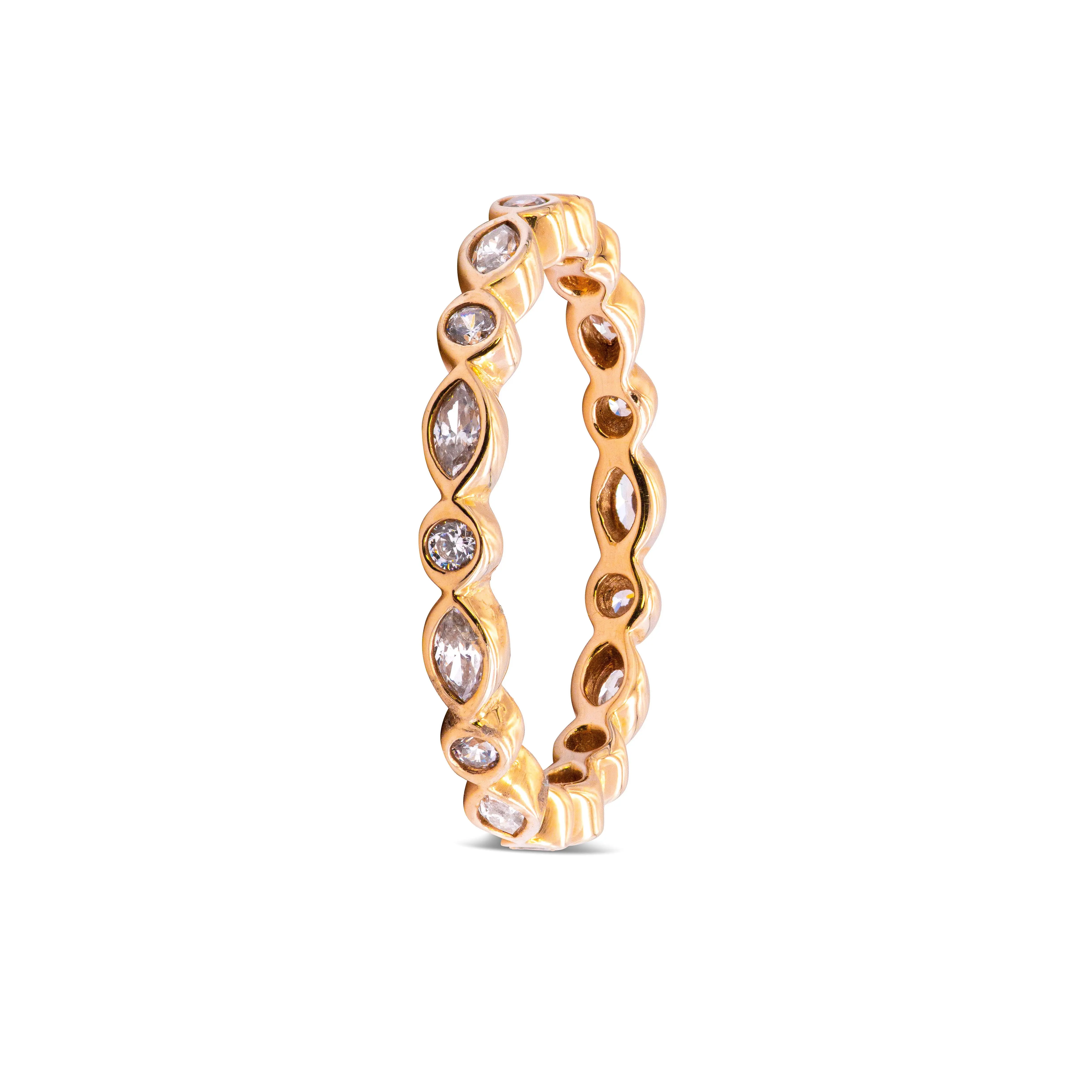 PANDORA Alluring Brilliant Marquise Ring - Clear CZ & 14K Gold Charm 150183CZ-50