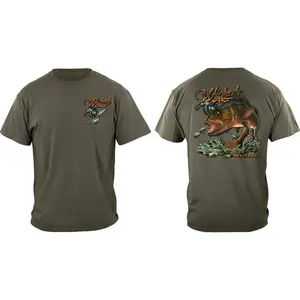 Walleye Fishing Cotton Military Green T-Shirt, Full Size Options, Everyone Can Find Their Fit, Fresh Styles, Updated for Today