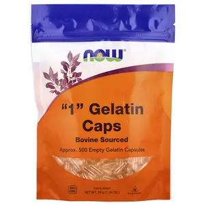 NOW Foods "1" Gelatin Caps, Approx. 500 Empty Gelatin Capsules, 1.34 oz (38 g)