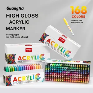 Wide Range 72 & 168 Colors Highlighter Acrylic Markers, Student-Designed Waterproof Non-Porous Layering Art Brushes, Watercolor Pens