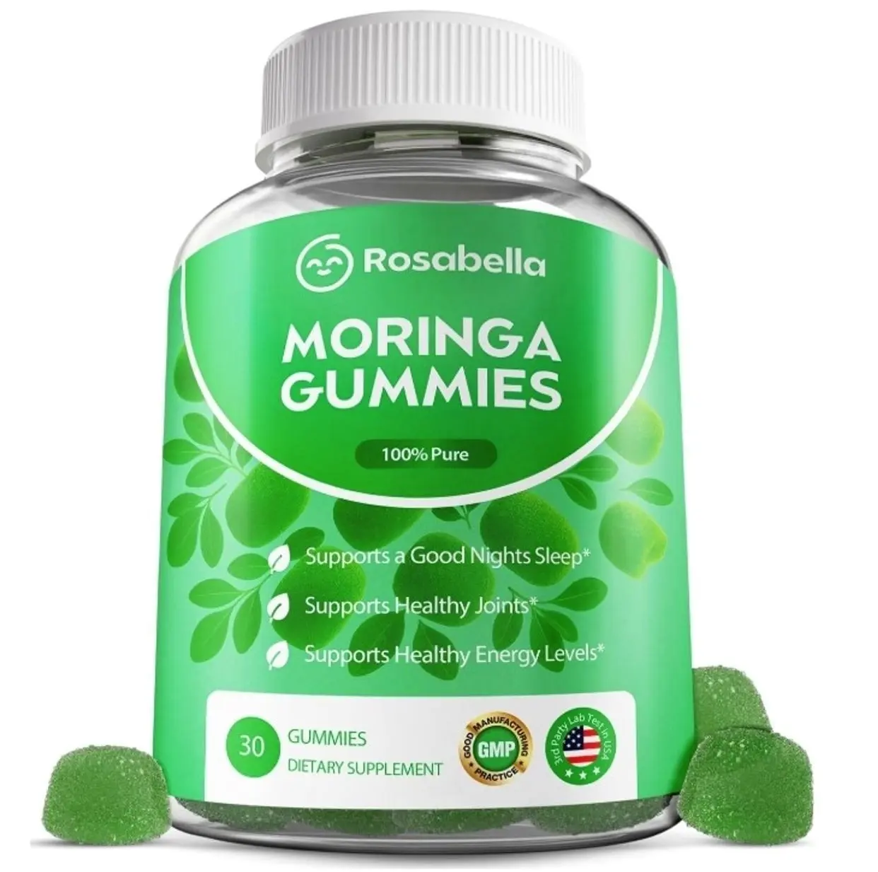 Moringa Gummies – Moringa Leaf Extract 1000mg Equivalent Per Serving – Natural Energy & Balance – Non-GMO, Gluten-Free Superfood Gummies for Women & Men – 30 Count
