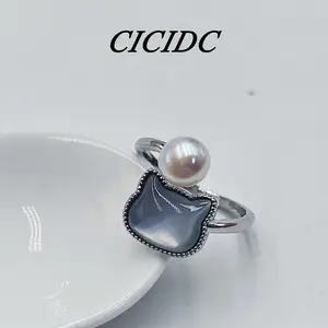 Natural Freshwater Pearl Ring High-quality Animal Pattern Ring Women's Daily Wear Ring natural freshwater