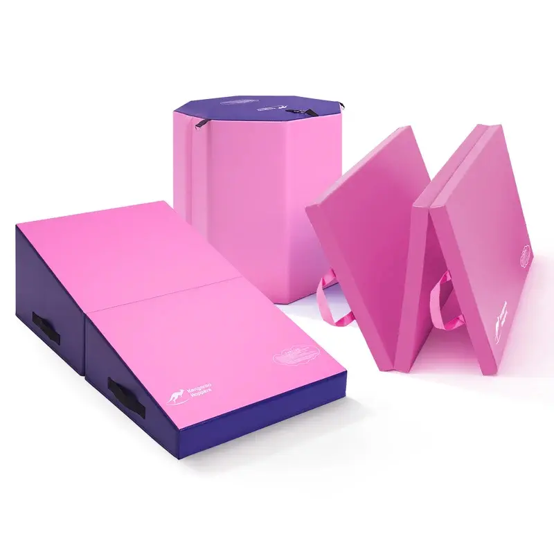 Kangaroo Hoppers Kids Gymnastics Pro Progression Set - Anti-Tear Vinyl Surface, Ergonomically Designed, Highly Durable Sports Toy for Tumbling, Martial Arts, Lightweight, Easy to Carry, Easy Clean-Up, Portable