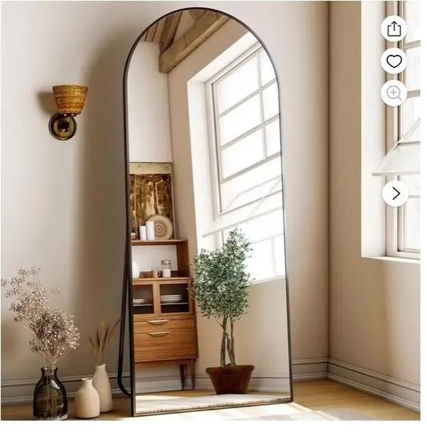 71"x 26" Arched Full Length Mirror Floor Mirror with stand, Black