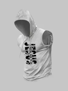 Men's Jesus Print Hooded Graphic Tank Top, Regular Fit Casual Sporty Sleeveless Breathable Lightweight Hoodie Vest for Summer, Men's Top for Daily Wear