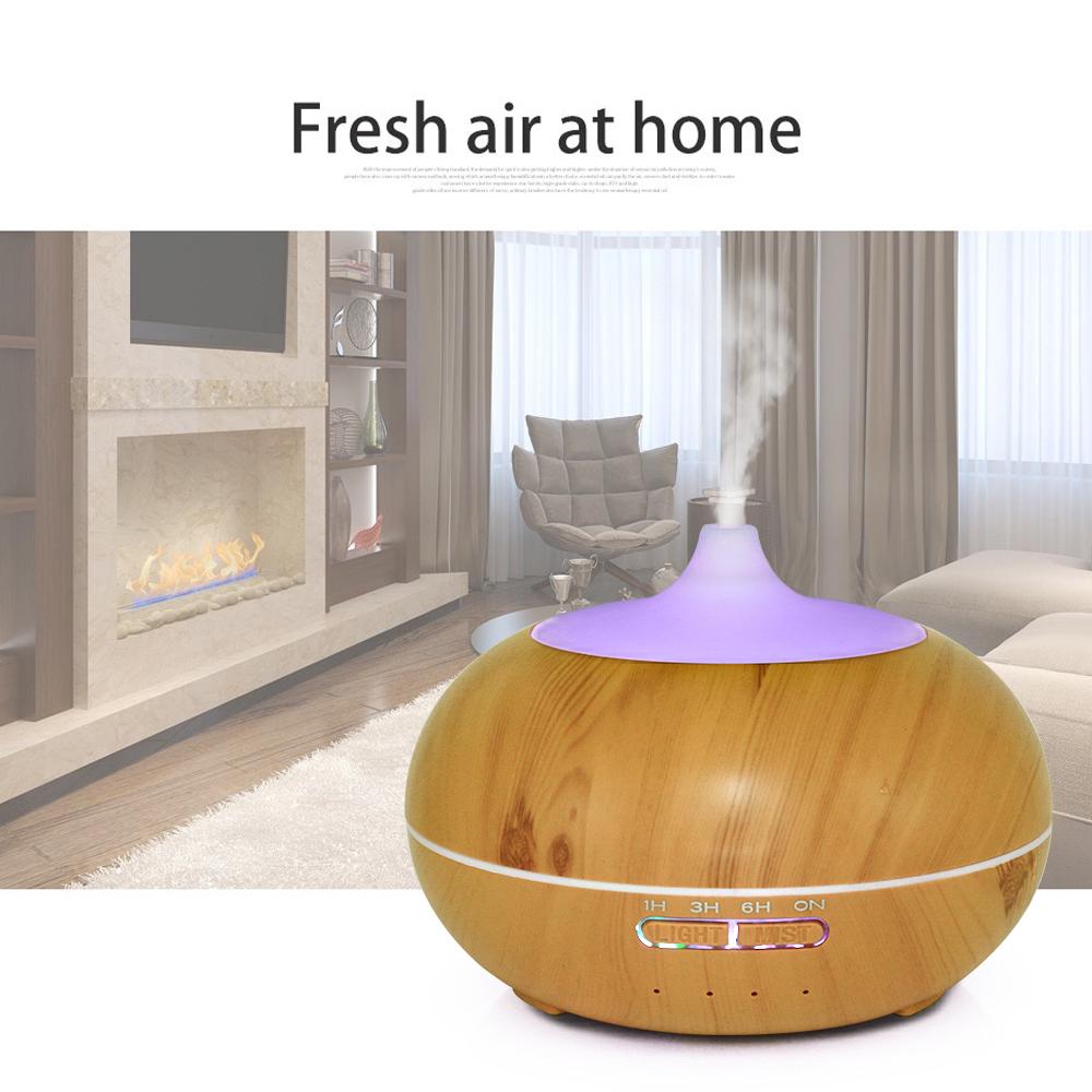 550ml Wood Grain Essential Oil Diffuser & Air Humidifier with Remote operation Control, Ultrasonic Aromatherapy Machine, 7 Color LED Light, Air Purifier, Includes 6 Oils Aromatherapy Diffuser with Lights Aroma plant Diffuser Aroma Diffuser CoolRelief